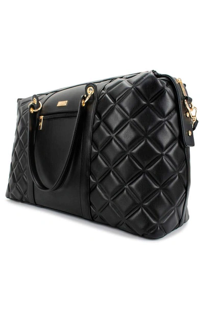 Shop Badgley Mischka Quilted Weekend Duffle Bag In Black