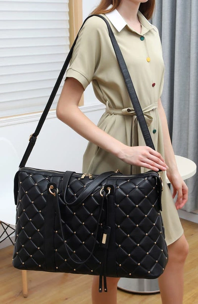 Badgley Mischka Quilted Weekend Duffle Bag In Black
