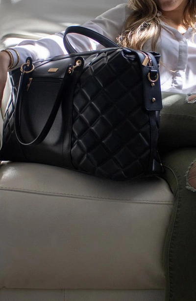 Shop Badgley Mischka Quilted Weekend Duffle Bag In Black