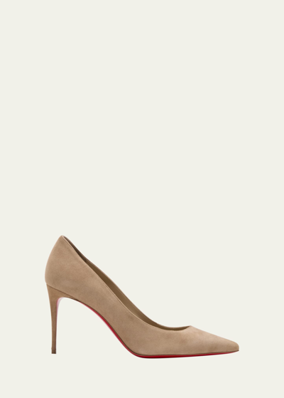 Shop Christian Louboutin Kate Suede Red Sole Classic Pumps In Sahara