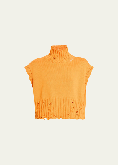 Shop Marni Distressed Crop Vest In Light Oran