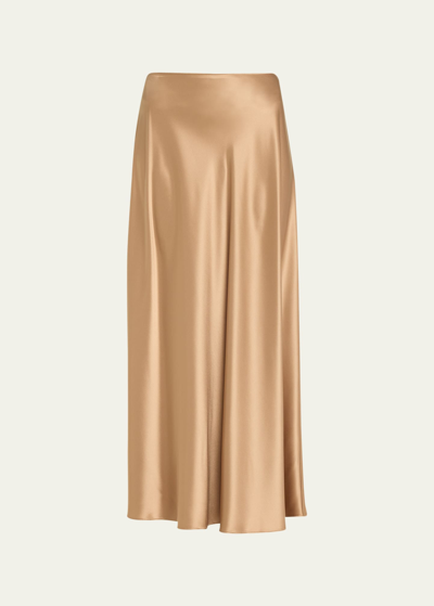 Shop Lafayette 148 Bias-cut A-line Maxi Skirt In Camel
