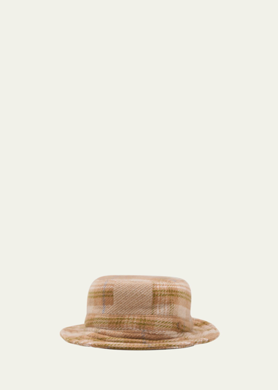 Shop God's True Cashmere X Nick Fouquet Men's Tartan Cashmere Bucket Hat