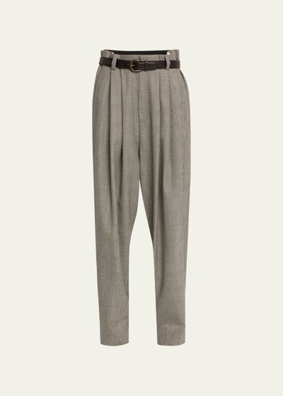 Shop Marc Jacobs Runway Prince Of Wales Oversized Trousers Pant With Belt In Black White