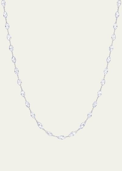 Shop 64 Facets 18k White Gold Necklace With Oval Rose Cut Diamonds, 18"l