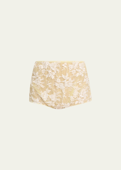 Shop Marc Jacobs Runway High-waist Lace Briefs In White Yellow