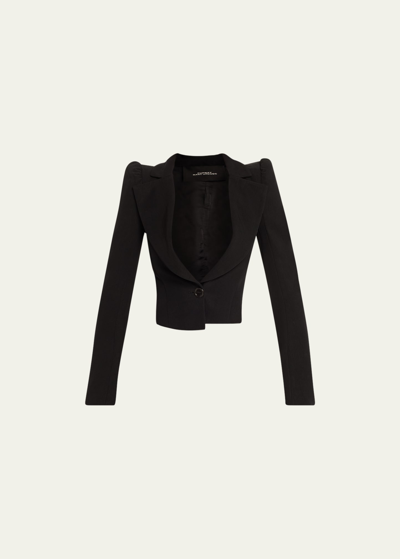 Shop Marc Jacobs Runway Plunging Long-sleeve Cropped Blazer In Black