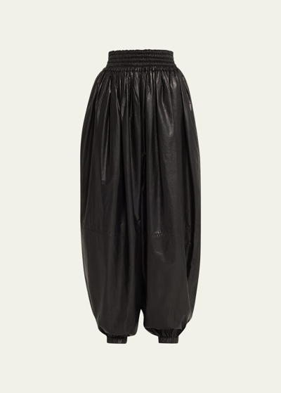 Shop Marc Jacobs Runway High-waist Gathered Leather Pants In Black