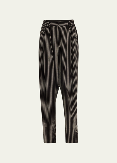 Shop Marc Jacobs Runway Striped Oversized Wool Trousers In Black White