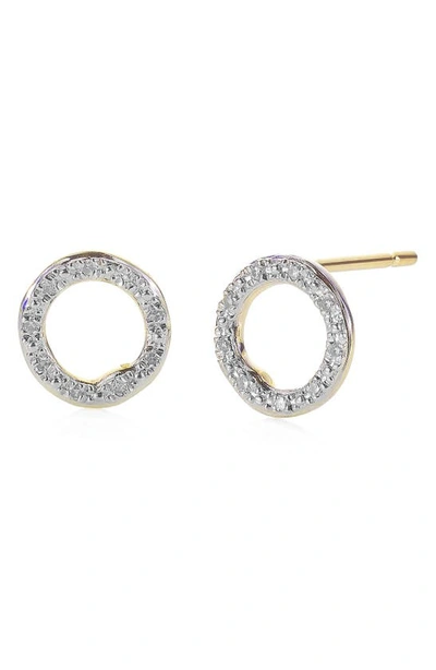 Shop Monica Vinader Riva Diamond Circle Stud Earrings In Gold