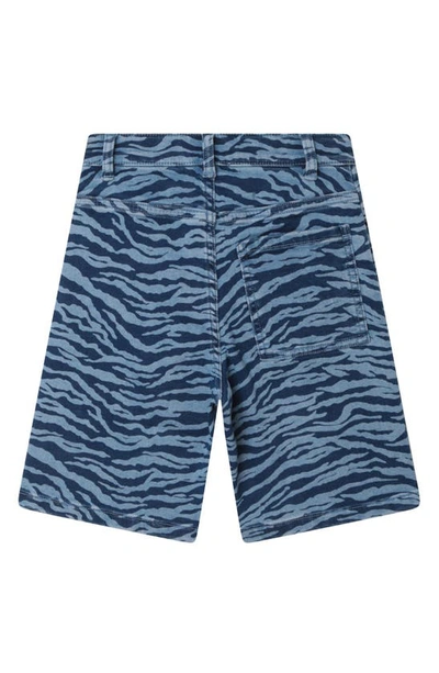 Kenzo Kids' Tiger Stripe Denim Bermuda Shorts In Slate Blue