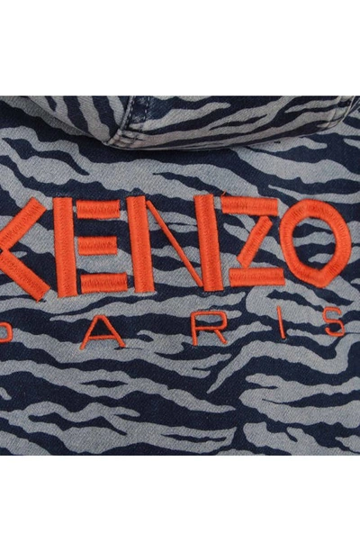 Kenzo Stripe-pattern Hooded Jacket In 805-slate Blue