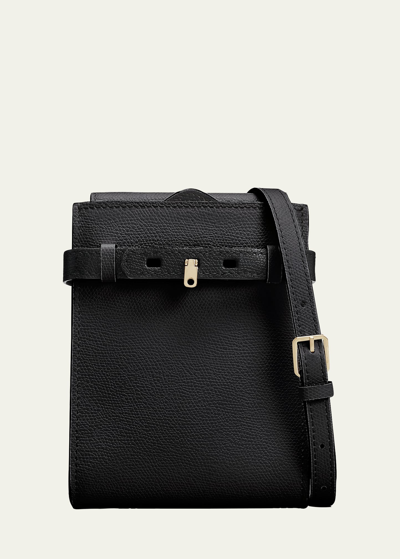 Shop Valextra Bicolor Slim Leather Crossbody Bag In Nn Black