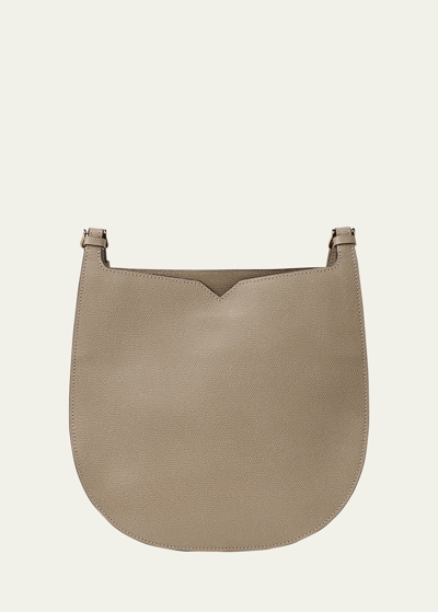 Shop Valextra Saffiano Weekend Hobo Bag In Mo Oyster