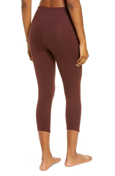Zella Live In High Waist Pocket Crop Leggings In Brown Terrain