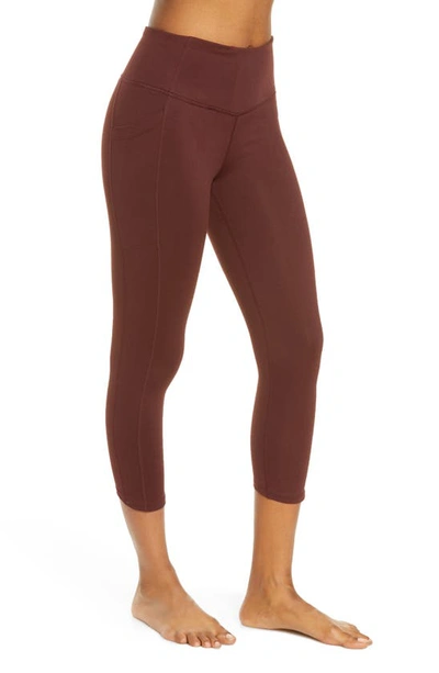 Zella Live In High Waist Pocket Crop Leggings In Brown Terrain