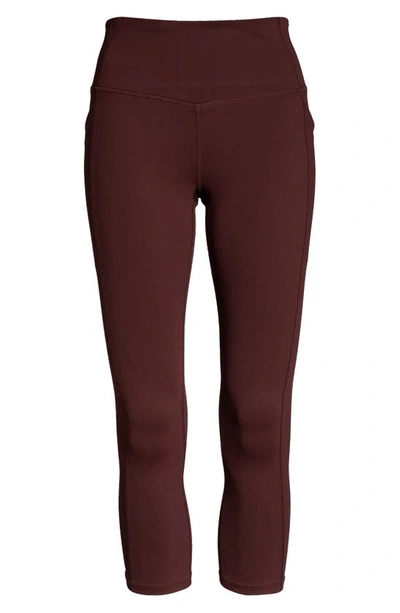 Zella Live In High Waist Pocket Crop Leggings In Brown Terrain