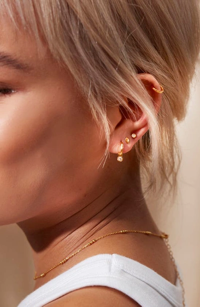 Shop Monica Vinader Linear Diamond Stud Earring In Gold