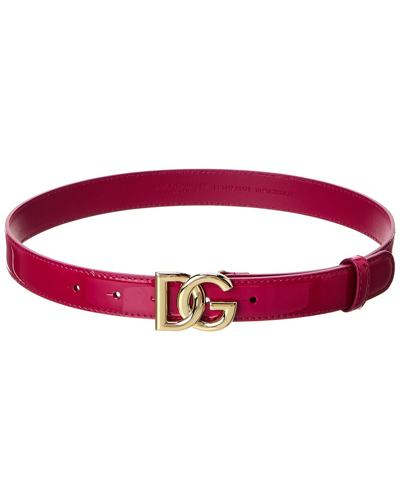Shop Dolce & Gabbana Dg Logo Patent Belt In Red