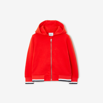 Shop Burberry Childrens College Graphic Cotton Zip Hoodie In Bold Red