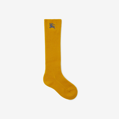 Shop Burberry Ribbed Cashmere Blend Socks In Pear