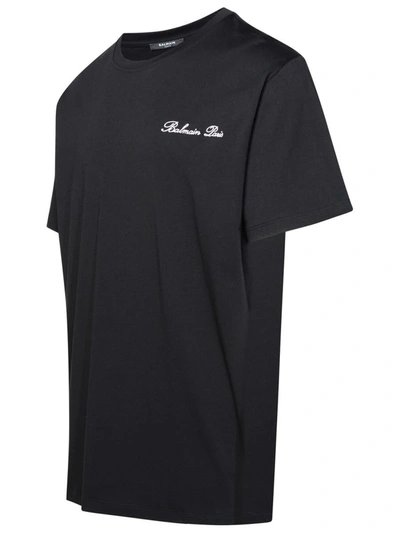 Shop Balmain ' Iconic' Black Cotton T-shirt