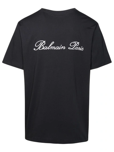 Shop Balmain ' Iconic' Black Cotton T-shirt