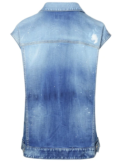 Shop Dsquared2 Blue Cotton Blend Vest