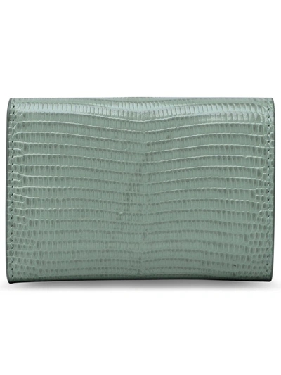 Shop Jil Sander Pastel Green Calf Leather Wallet In Blue