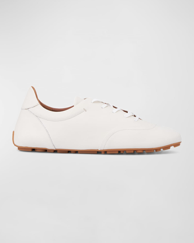 Shop Aquatalia Qrystal Napa Leather Driver Sneakers In Off White