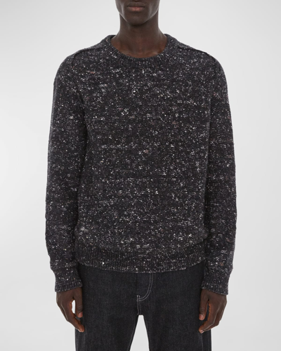 Shop Helmut Lang Men's Donegal Raglan Wool-silk Sweater In Black