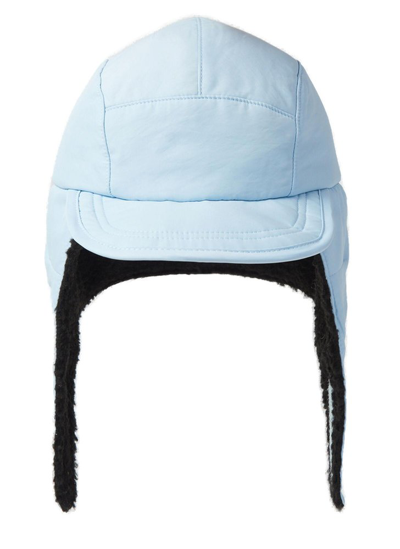 Shop Martine Rose Logo Embroidered Padded Winter Cap In Blue