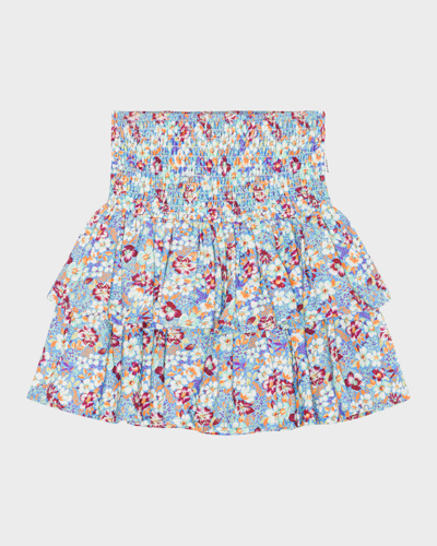 Shop Molo Girl's Bonita Floral-print Smocked Skirt In Spring Bloom Mini