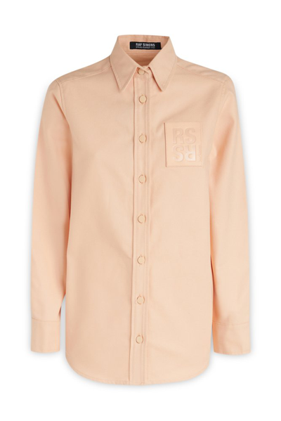 Shop Raf Simons Logo Patch Buttoned Shirt In Pink