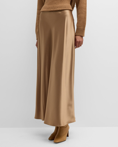 Shop Lafayette 148 Bias-cut A-line Maxi Skirt In Camel