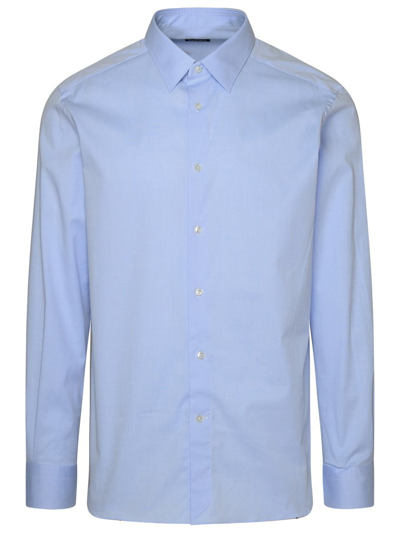 Shop Z Zegna Long Sleeved Buttoned Shirt In Blue