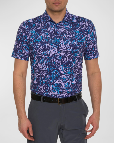 Shop Robert Graham Men's Abstract Rose Polo Shirt In Purple