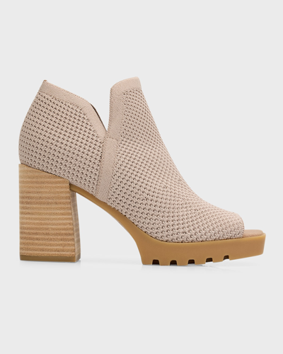Shop Eileen Fisher Collin Knit Block-heel Booties In Blush