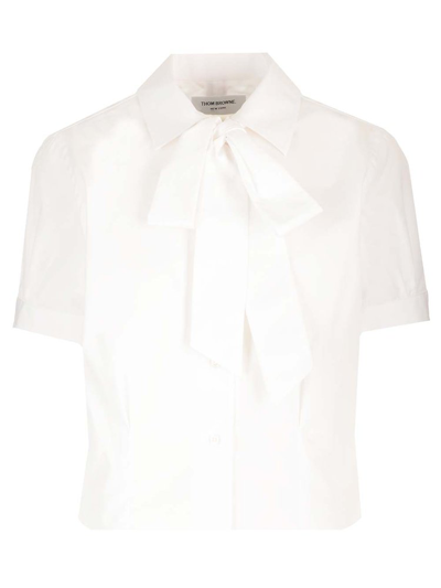 Shop Thom Browne Bow Detailed Short In White
