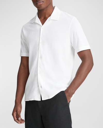 Shop Vince Men's Pique Cabana Button-down Shirt In Optic White