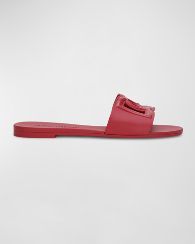 Shop Dolce & Gabbana Cut-out Dg Rubber Sandals In Fuxia
