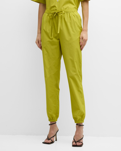 Shop Natori Cropped Cotton Poplin Pants In Chartreuse
