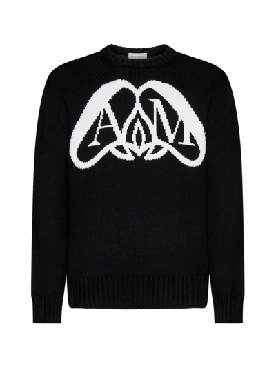 Shop Alexander Mcqueen Logo Printed Crewneck Sweatshirt In Black