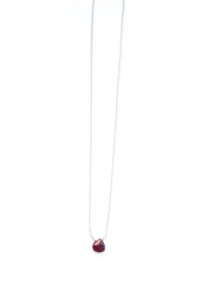 A Blonde And Her Bag Stephanie Delicate Drop Demi Fine Necklace In Ruby In Multi