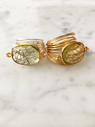Shop A Blonde And Her Bag Torrey Ring In Golden Rutilated Quartz - 14k Gold Fill / Sterling Silver In Multi