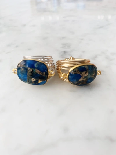 Shop A Blonde And Her Bag Torrey Ring In Blue Mojave Copper Turquoise - 14k Gold Fill / Sterling Silver In Multi
