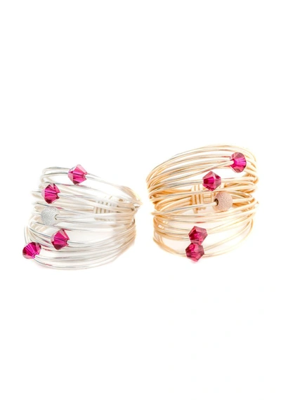 Shop A Blonde And Her Bag Marcia Wire Wrap Ring With Ruby Swarovski Crystals - 14k Gold Fill / Sterling Silver In Multi