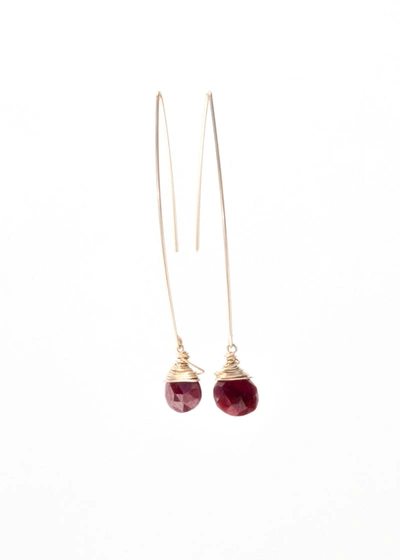A Blonde And Her Bag Jill Long Wire Drop Earring In Ruby In Multi