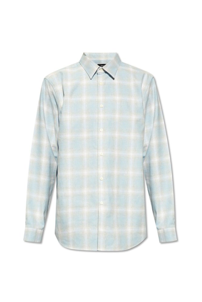 Shop Theory Irving Checked Buttoned Shirt In Blue