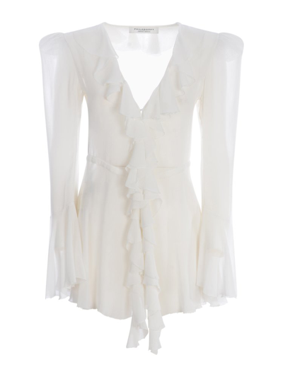 Shop Philosophy Di Lorenzo Serafini Ruffled Georgette Shirt In White